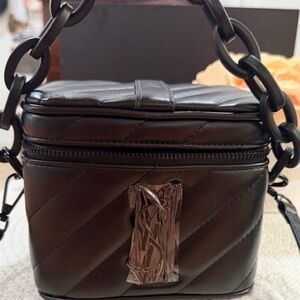 YSL Beauty Black Quilted Makeup Case with 2 removable Straps